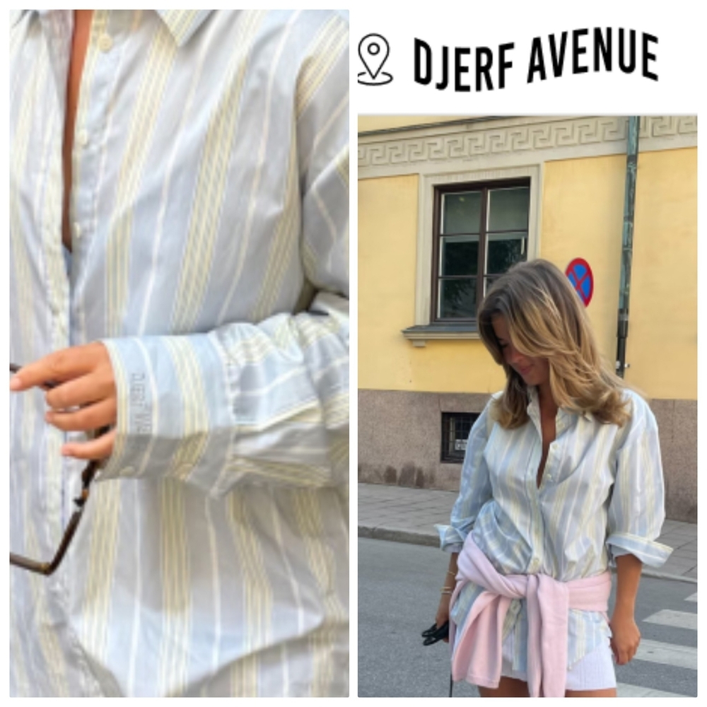 Nwt djerf Avenue Classic Poplin Organic Cotton Slushy Stripe Shirt L